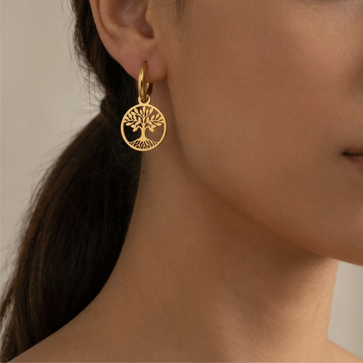 Boucle D'oreille Arbre de vie D'or