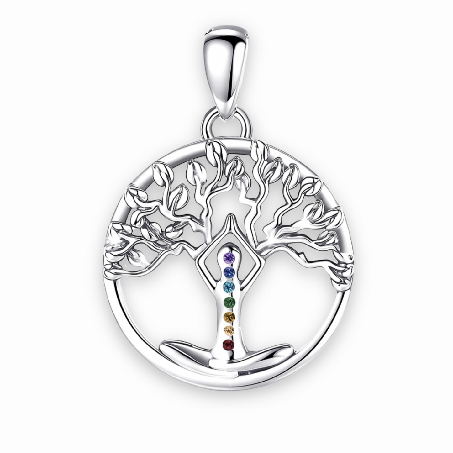 Pendentif Arbre de vie yoga 7 chakras