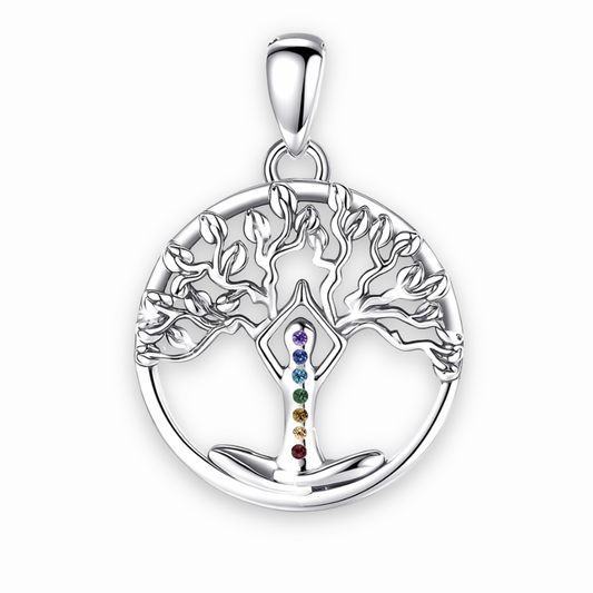 Pendentif Arbre de vie yoga 7 chakras