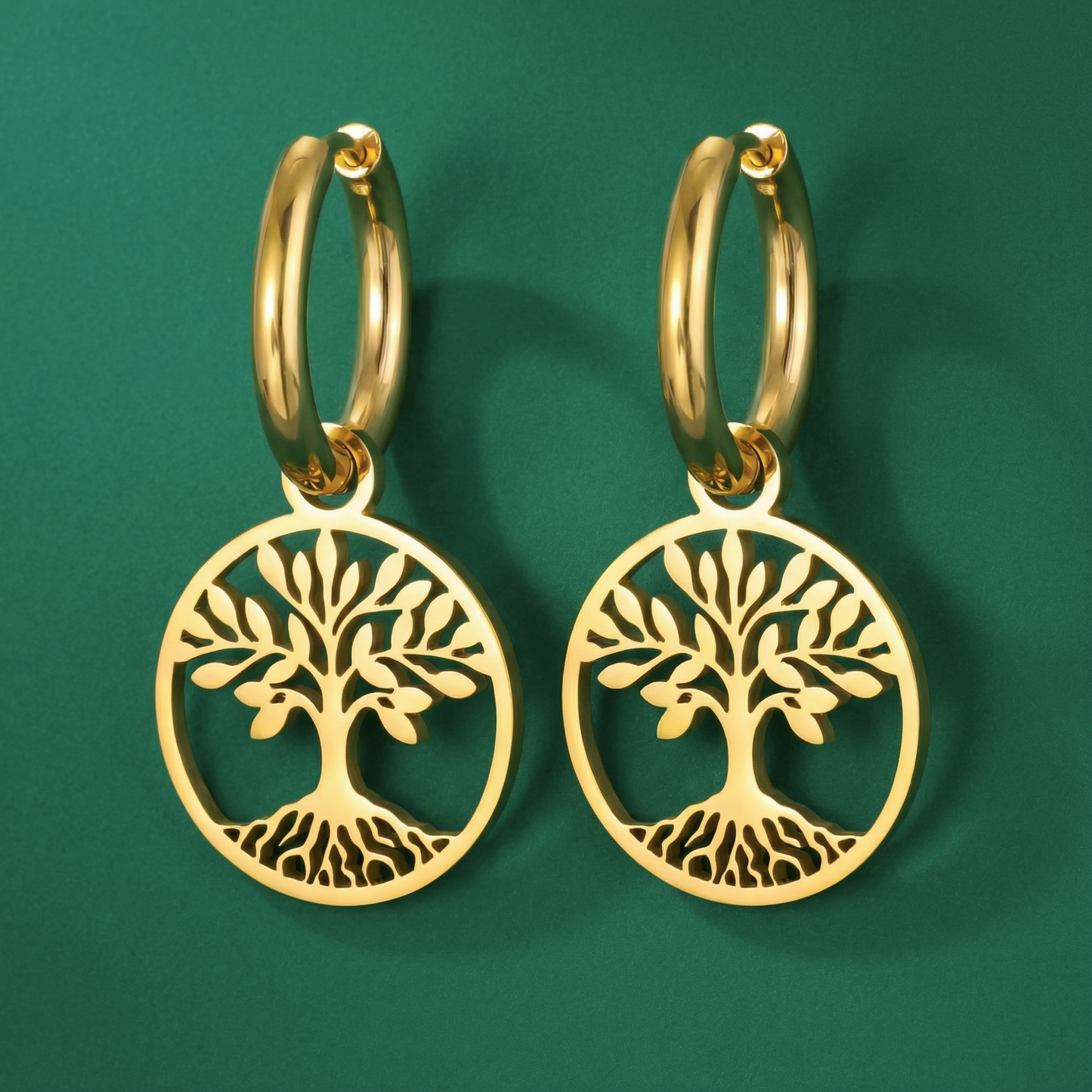 Boucle D'oreille Arbre de vie D'or