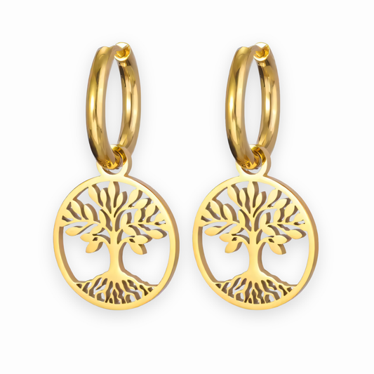 Boucle D'oreille Arbre de vie D'or